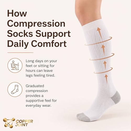CopperJoint Compression Socks for Women & Men, Black, Medium, 1 Pair - color: Black, size: Medium