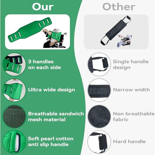 Transfer Belt Transfer Sling for Elderly, Lift Assist Gait Belt for Seniors - color: Green