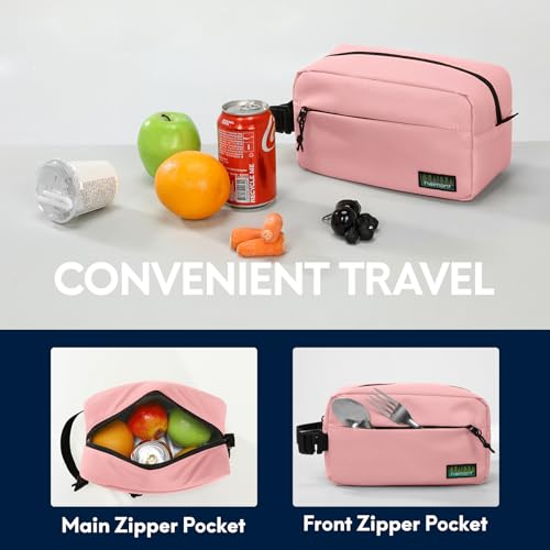 Haimont Small Freezable Lunch Insulated Bag, Reusable Freezer Snack Cooler Bag with Buckle Handle, Mini Insulated Cooler for Work Travel, Pink - color: Pink