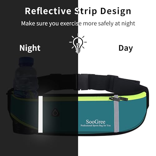 SooGree Fanny Packs, Running Belt Pack, Waist Pack Bag for Men and Women, Lightweight Runners Water Bottle Belt Bag, Phone Holder Money Belt for Traveling Hiking Cycling Walking - color: Blue, size: 1186