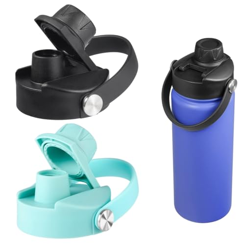 Lid for Hydro Flask 32 40 oz Wide Mouth, Replacement Lids Compatible with Hydro Flask Wide Mouth Water Bottle, Top Spout Lid with Handle, Wide Mouth Lid Chug Cap Accessories - color: Black+Alpine - 1 Pack