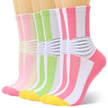 IRAMY Compression Ankle Support Socks Women - Wicking, Cushioned Athletic, Plantar Fasciitis Relief 2/3/6 Pairs - color: Pink+green+light Pink, size: Medium