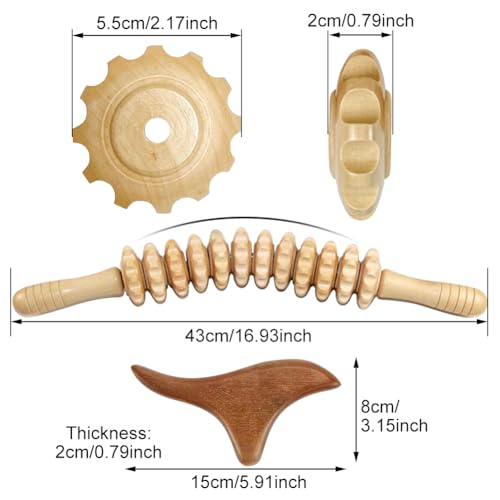 2pcs Wood Massage Roller,Manual Wooden Fascia Massage Tool