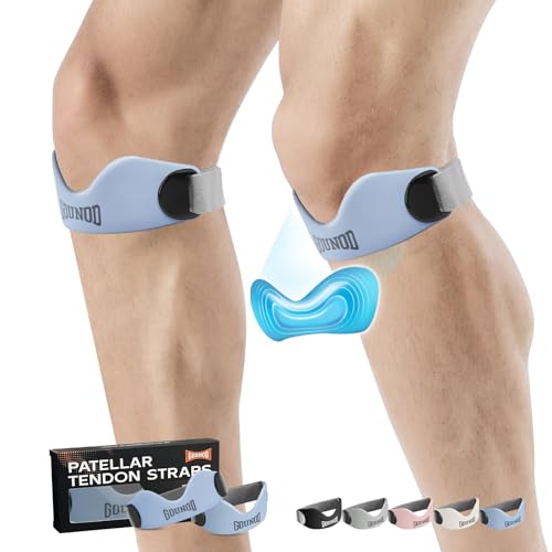GOUNOD Silicone Patellar Tendon Support Strap 2 Pack,Knee Strap for Knee Pain Relief,Patella Band for Basketball, Jumpers Knee, Tendonitis, Running, Hiking, Soccer, Osgood Schlatter (Blue) - color: Blue