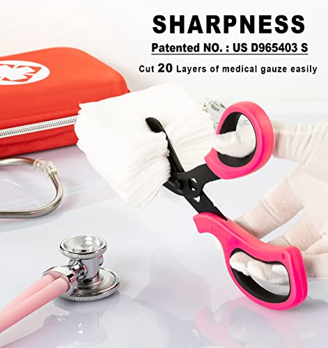 MEUUT Medical Scissors 2-Pack Trauma Shears for Nurses All Purpose Scissors - color: Pink/Black+purple/Black