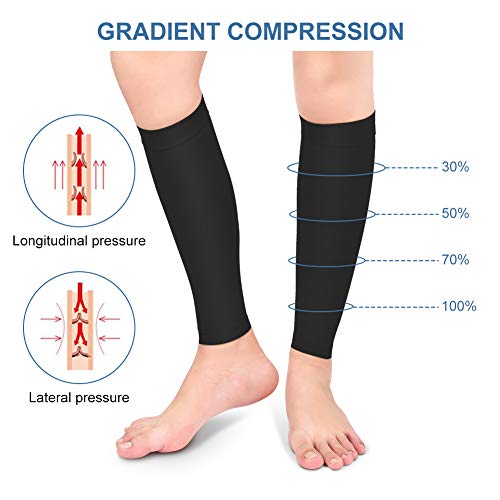 Compression Socks, 20-30mmHg Calf Compression Sleeves, Footless Compressed Socks for Varicose Veins, Shin Splints, Edema Recovery Maternity, Cycling Running Travel, Women & Men - color: Black, size: M