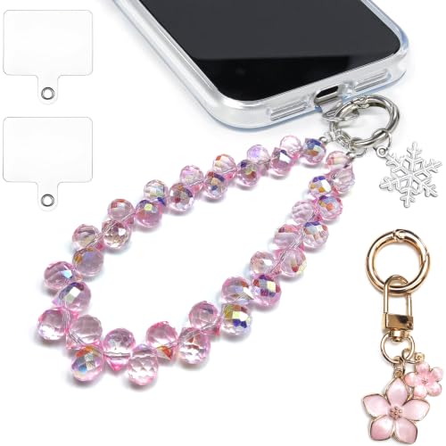 C.J.M.K Beaded Phone Wristband, Lanyard Chain - color: 06-light Pink