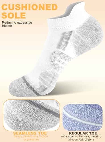 Trusiel Ankle Compression Socks for Women Running Moisture Wicking 5 Pairs - color: White, size: 6-9