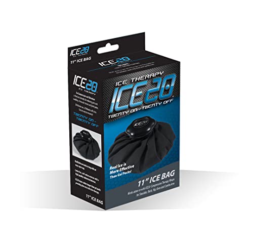 ICE20 Refillable No-Leak Ice Pack Bag with Easy Open Cap - Soft Cotton Ice Bags for Injuries - Reusable - Cold Therapy Wraps for Elbow, Knee, Ankle, Back, and Arm