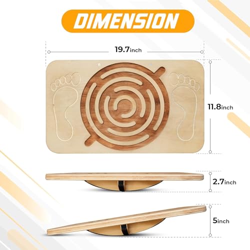 Yes4All Wooden Rocker Balance Board for Balance Training - color: D. Maze Game