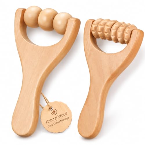 Ciieeo 4pcs Wooden Massage Roller Set, Full Body Massage Roller Tool for Hand, Foot Leg Recovery, Home Self Tools