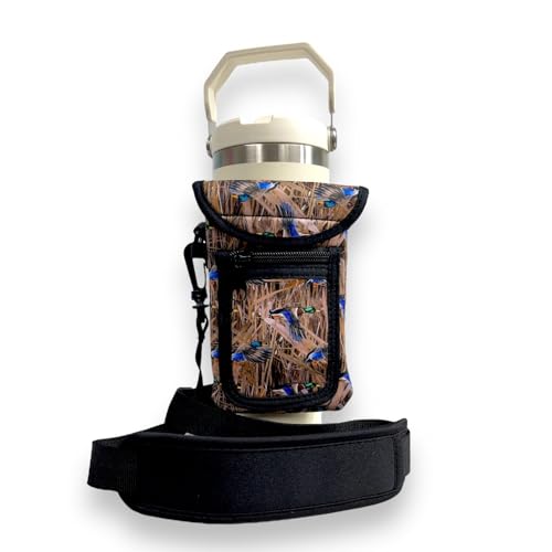 Drink Handlers Drink Carrier with Pocket Purse - Versatile Water Bottle Holder with Strap -Velcro Strap Fits Around 30-40oz Tumblers - Duck Hunting - color: Duck Hunting