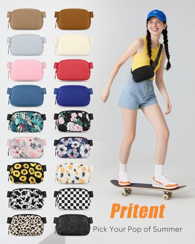 Pritent Fanny Packs for Women Crossbody Belt Bag With Zipper Back Pocket - color: Black, size: Large