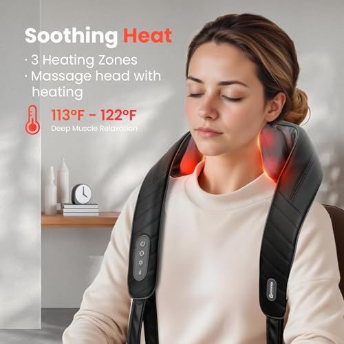 COMFIER Cordless Neck Shoulder Massager with Heat,Classic Black - color: Classic Black