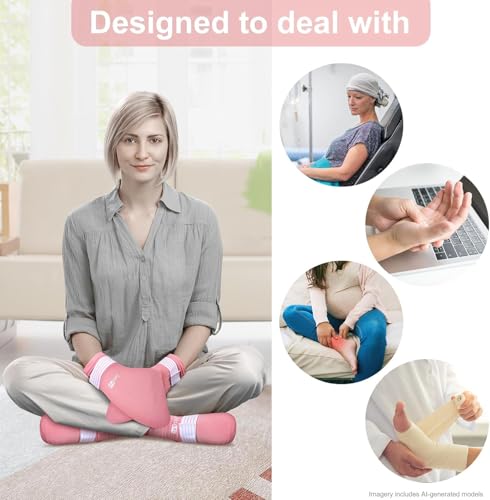 SuzziPad Cold Socks & Hands Ice Pack for Chemo Must Haves, Pink, S/M - size: S/M, style: Cold Therapy Socks and Gloves