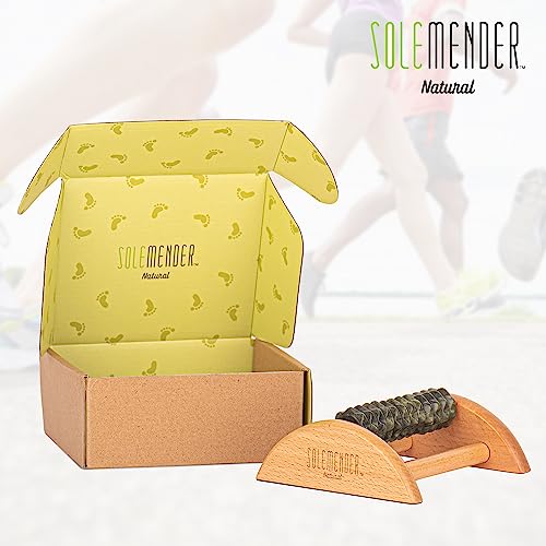 Wooden Foot Roller - Soothe & Massage Sore Feet (Jade Stone) - color: Natural