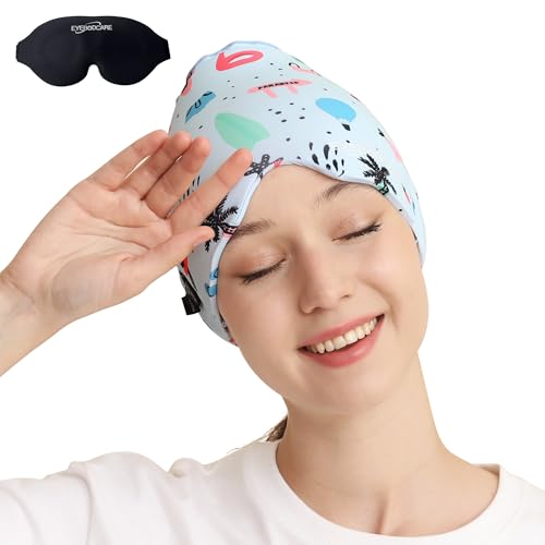 Migraine Relief Cap, Reusable Cold Compress Headband,1pcs - color: Ocean‑eyemask