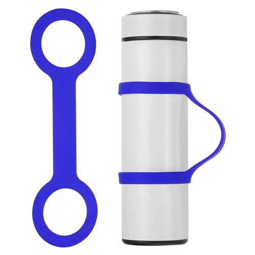 PATIKIL Water Bottle Carrier Grip, Portable Soft Silicone Non-Slip Water Handle Grip Water Bottle Holder Strap for Running - color: Blue