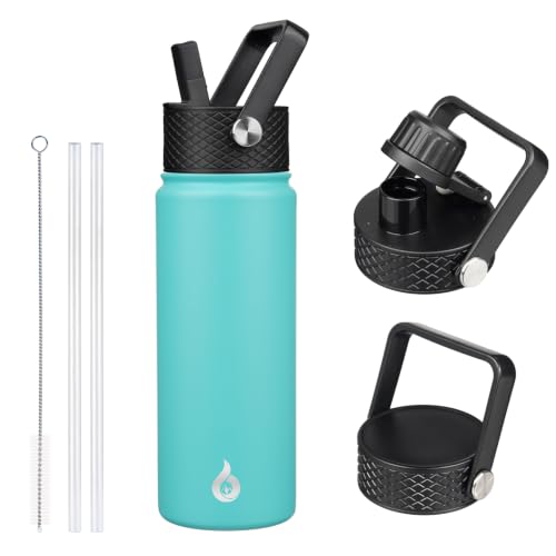 BJPKPK 22oz Insulated Water Bottle with Straw Lid, Stainless Steel Bottle - color: Turquoise, size: 22 Ounces