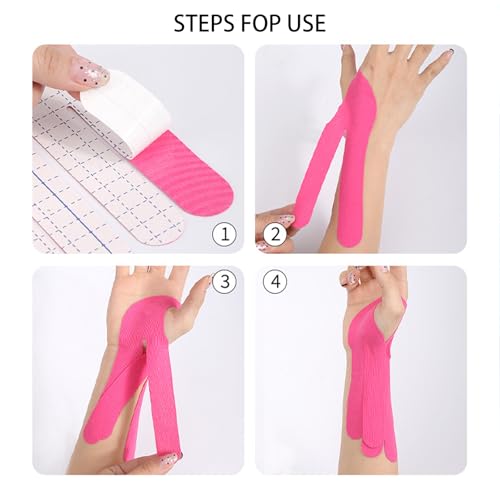 Kinesiology Tape for Wrist, 12 PCS Waterproof Breathable Precut Kinesiology Tapes, Hand Muscle Joint Support Bowling Wrist Tape, Elastic Athletic Tapes for Sports Muscle Strain Relief