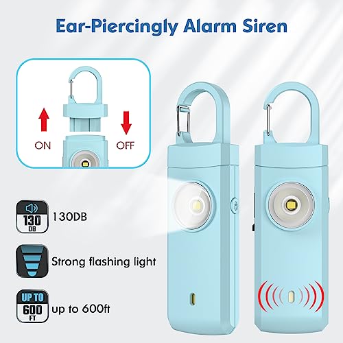 Rechargeable Personal Alarm for Women, College Dorm Essentials - color: Aqua