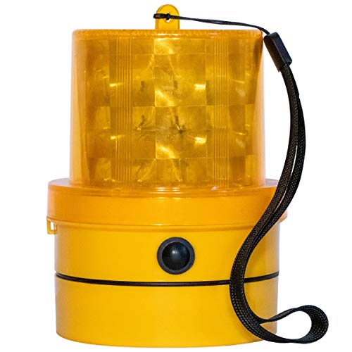 VULCAN Amber LED Emergency Warning Beacon - Portable - Magnetic and Battery-Operated - 24 LEDs - Photocell Technology - Operates in Low Light or Dark Conditions Only - color: Amber