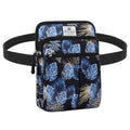 HUA ANGEL Multifunctional Fanny Pack for Men & Women Lightweight Waist Bag with 3 Zip Compartments, Cross body bag for Running Walking Sport Travel - color: Blue leaves