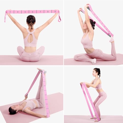 2-Pack 11-Loop Stretch Bands, Adjustable Stretch Strap for Yoga, Pilates, Dance, Ballet, Gymnastics, Flexibility, Leg Stretching, Physical Therapy & Stretching Equipment for Home Workout & Mobility - color: Pink+Gray