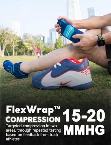 Juclise Men's No Show Compression Running Socks, Athletic Socks, 3 Pairs - color: Glacier White+cobalt Blue+azure Blue, size: X-Large