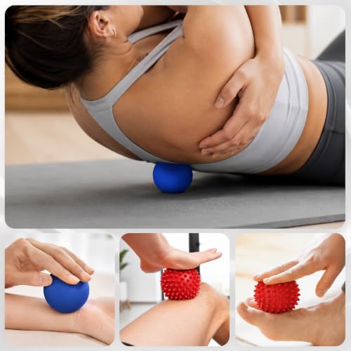 Hard Spiky Massage Ball Lacrosse Massage Ball Set - color: Blue-red-