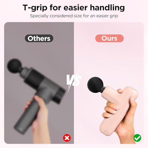 Mini Massage Gun, Powerful Handheld Muscle Massager for Muscle Relaxation, Deep Tissue Percussion Small Massage Gun Travel Massager with 4 Massage Heads Silent Brushless Motor, Pink - color: Pink