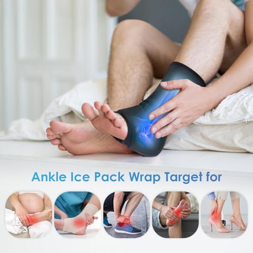 ComfiTECH Ankle Ice Pack Wrap, Large Opening Gel Pad for Foot & Heel, XL - size: X-Large