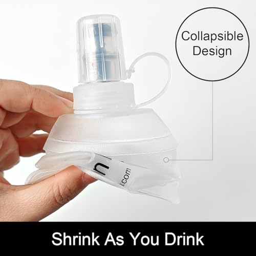 WILDREEDS 250ml Soft Flask, TPU Collapsible Soft Water Bottle for Hydration Pack, Running Vest, Folding Water Bottle for Hiking Cycling Climbing-2Pcs, White - color: 2pcs, 250ml White
