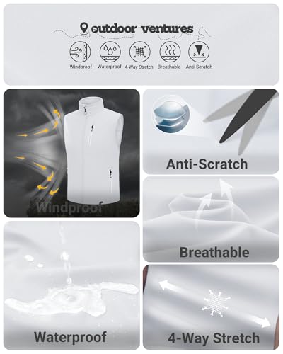 Outdoor Ventures Men's Running Golf Vest Outerwear Lightweight Windproof - color: White, size: X-Large