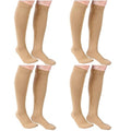 Tarpop 4 Pair Zipper Compression Socks for Women Men - color: Nude, size: L/ XL