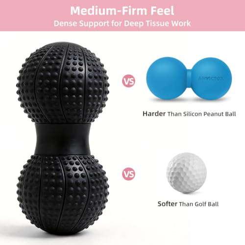8 Inch Large Peanut Massage Ball Roller for Large Muscle Groups, Deep Tissue Double Massage Ball for Neck,Back,Leg,Low Back,Peanut Myofascia Release Ball for Muscle Knots&Physical Therapy - color: Black