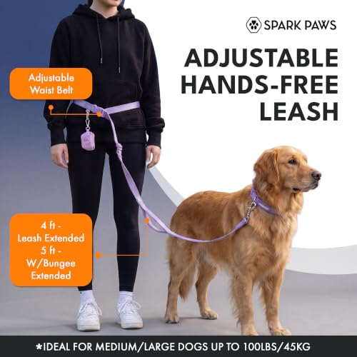 Spark Paws Hands Free Dog Leash - Bungee Waist Belt for Running & Walking - color: Army Green