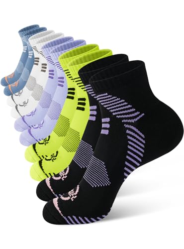 Trusiel Ankle Compression Socks for Women Running Moisture Wicking 5 Pairs - color: Violet, size: 9.5-12