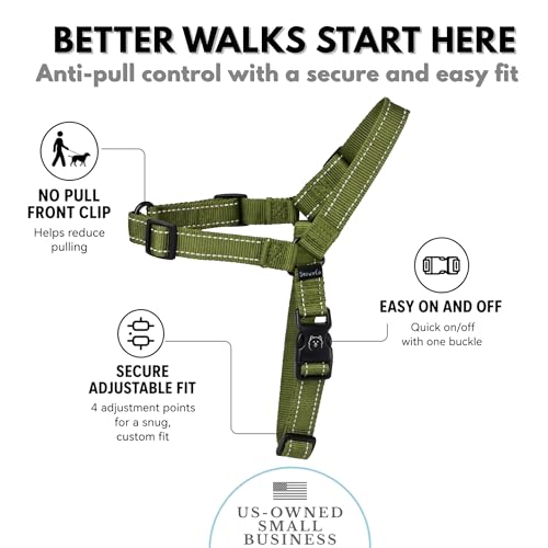 ShawnCo Dream Walk Pro No-Pull Dog Harness (Olive Green, Small) - color: Olive Green, size: Small