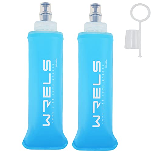 WRELS Soft Running Water Flask Soft Flasks Collapsible Soft Water Bottles Small BPA-Free for Sports Hiking Hydration Pack 5oz/8oz/17oz(SKY BLUE,8oz*2) - color: Sky Blue, style: 250ml/8oz-2 Pack