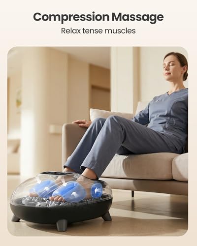 CILI Shiatsu FSA Foot Massager with Heat and Compression, Knead Rolling HSA Feet Massager for Neuropathy, Plantar Fasciitis, Remote Control, Up to Men Size 14" - color: Light Black