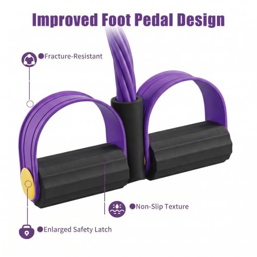 Pedal Resistance Band with Handles, 6-Tube Elastic Tension Rope, Natural Rubber Multifunction Exercise Band, Home Fitness Equipment for Yoga, Stretching, Abdomen Waist Arm Leg Training
