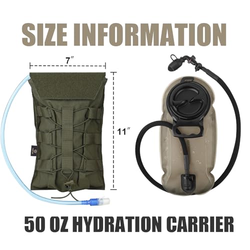 PETAC GEAR 1.5L / 3L Tactical Hydration Pack，Molle Carrier Pouch for 50 oz /100 oz Hydration Bladder Daypack Water Backpack. - color: RG, size: 1.5L combination set