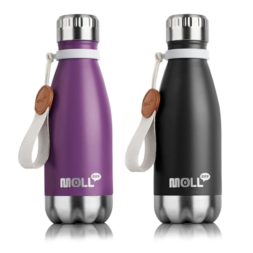 9 oz kids Water Bottle,Metal Leak Proof Stainless Steel Flask for School - color: Dark Purple-Black, size: 9 Ounces