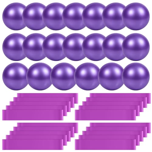 9 Inch Bulk Pilates Balls Resistance Bands Set - color: Purple