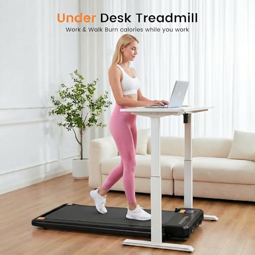 ANCHEER Walking Pad with Incline - Under Desk Treadmill with Handle Bar - color: Carbon Black