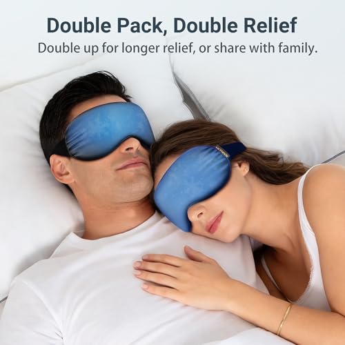 Cold Eye Mask - Cooling Eye Mask for Puffy Eyes, Cold Compress for Dark Circles, Tired Eyes, Headache, Migraines Relief - Reusable Gel Ice Pack, Weighted Sleep Mask((Black,Blue) - color: Black Blue