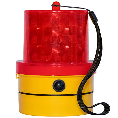 VULCAN Red LED Emergency Warning Beacon - Portable - Magnetic and Battery-Operated - 24 LEDs - Photocell Technology - Operates in Low Light or Dark Conditions Only - color: Red