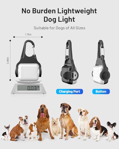 BLBS Rechargeable Dog Collar Light -3 Modes Dog Light, IP65 Waterproof Dog Walking Light, 50LM Dog Lights for Night Walking, Running, Camping, Climbing, Bike, 2 Pack - color: White