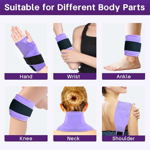 Wrist Ice Pack Wrap for Carpal Tunnel, Gel Ice Packs for Injuries Reusable - color: Purple